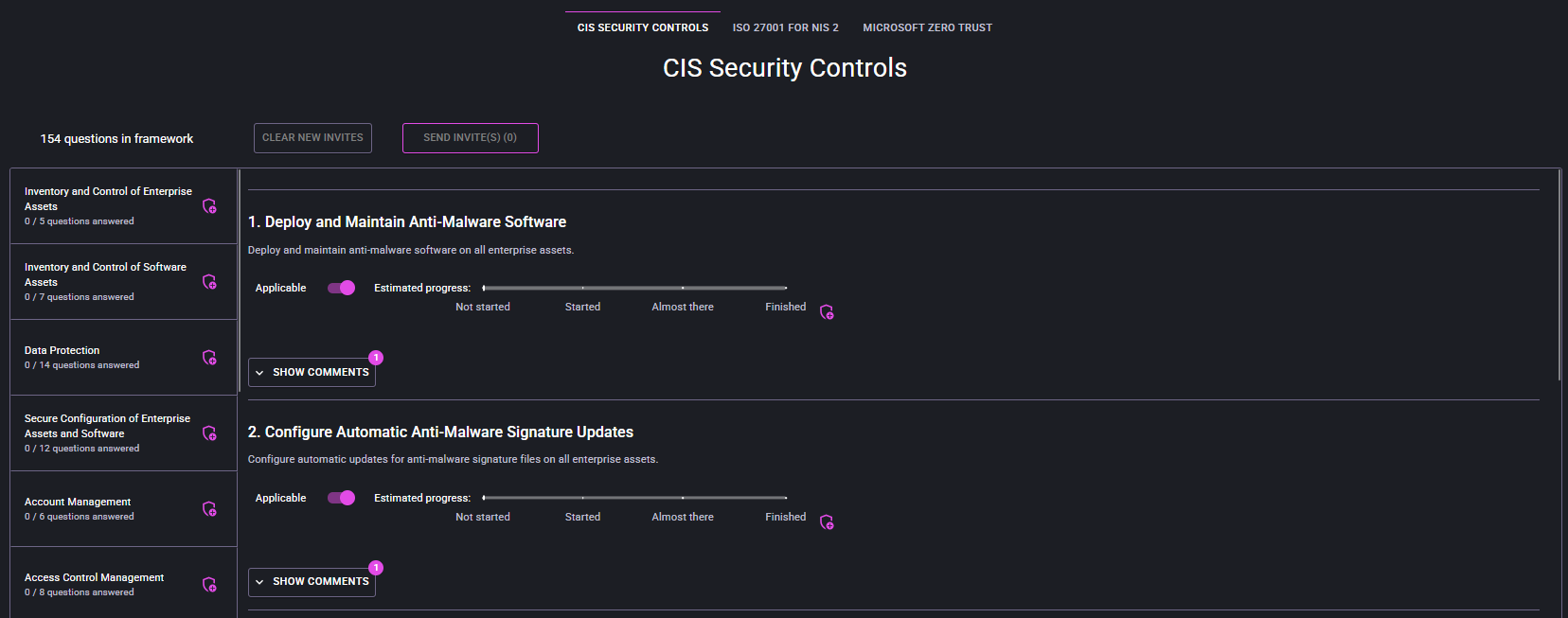 CIS security controls comments